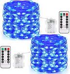 2Pack Blue Fairy Lights Battery Operated with Remote for Christmas