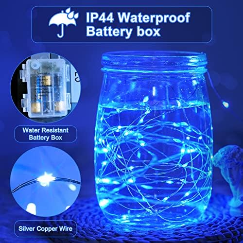 2Pack Blue Fairy Lights Battery Operated with Remote for Christmas, alternate view 6