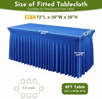 2Pack Blue Spandex Tablecloth for 6FT Rectangle Tables, Table Skirt, alternate view 3