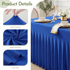 2Pack Blue Spandex Tablecloth for 6FT Rectangle Tables, Table Skirt, alternate view 4