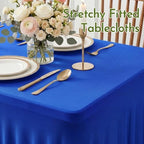 2Pack Blue Spandex Tablecloth for 6FT Rectangle Tables, Table Skirt, alternate view 5