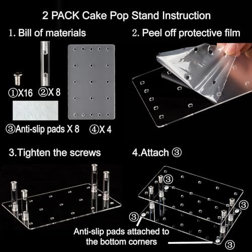 2Pack Cake Pop Stand with Sticks Kit, 15 Holes Acrylic Cake Pops holder in transparency, alternate view 6
