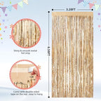 2Pack Champagne Gold Foil Fringe Curtains, Tinsel Streamers Backdrop, alternate view 3