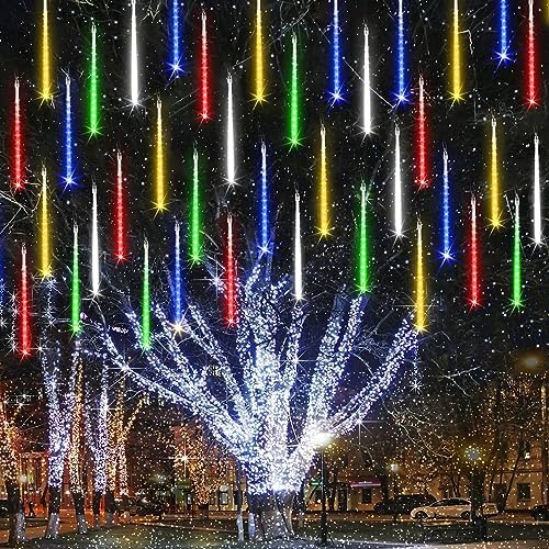 2Pack Christmas Lights Outdoor, 11.8in 10 Tubes Meteor Shower Lights