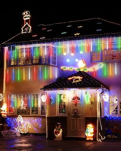 2Pack Christmas Lights Outdoor, 11.8in 10 Tubes Meteor Shower Lights, alternate view 6