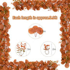 2Pack Eucalyptus Garland, Fall Artificial Eucalyptus Garland with Flowers, alternate view 4