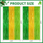 2Pack Green Gold St Patricks Foil Curtain Xmas Decorations Party Streamers, alternate view 2