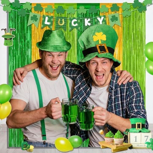 2Pack Green Gold St Patricks Foil Curtain Xmas Decorations Party Streamers, alternate view 6