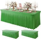 2Pack Green Spandex Tablecloth for 8FT Rectangle Table, Table Skirt
