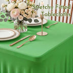 2Pack Green Spandex Tablecloth for 8FT Rectangle Table, Table Skirt, alternate view 5