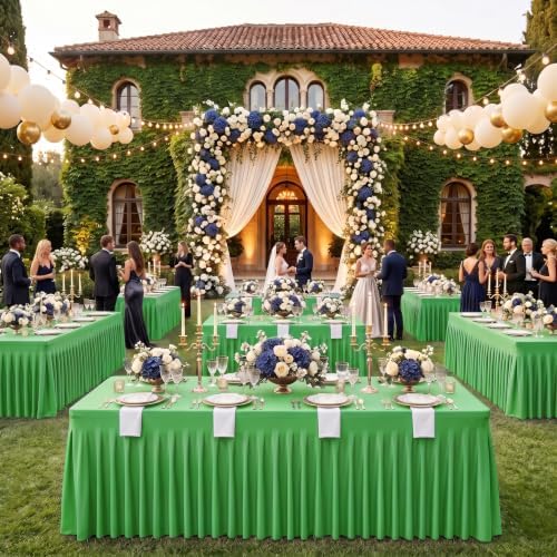2Pack Green Spandex Tablecloth for 8FT Rectangle Table, Table Skirt, alternate view 7