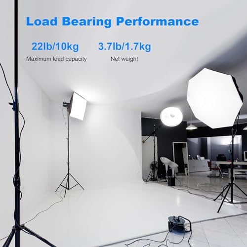 2pack Heavy Duty Light Stand 9.2ft / 110" Aluminum Spring Cushioned Tripod Lighting Stands Max Loading:10KG, alternate view 2