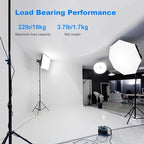 2pack Heavy Duty Light Stand 9.2ft / 110" Aluminum Spring Cushioned Tripod Lighting Stands Max Loading:10KG, alternate view 2