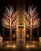 2Pack Lighted Birch Tree, 6 FT Total 288LED Pre-lit Artificial Christmas Trees for Thanksgiving Christmas