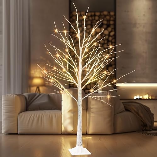 2Pack Lighted Birch Tree, 6 FT Total 288LED Pre-lit Artificial Christmas Trees for Thanksgiving Christmas, alternate view 2