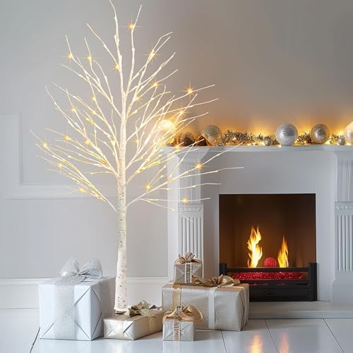 2Pack Lighted Birch Tree, 6 FT Total 288LED Pre-lit Artificial Christmas Trees for Thanksgiving Christmas, alternate view 3