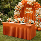2Pack Orange Spandex Tablecloth for 6FT Rectangle Table, Table Skirt, alternate view 2