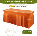 2Pack Orange Spandex Tablecloth for 6FT Rectangle Table, Table Skirt, alternate view 3