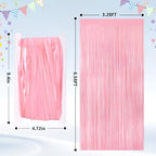 2Pack Pastel Pink Foil Fringe Tinsel Curtains, Pink Backdrop Streamers, alternate view 3