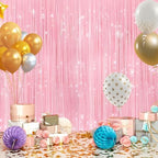 2Pack Pastel Pink Foil Fringe Tinsel Curtains, Pink Backdrop Streamers, alternate view 4