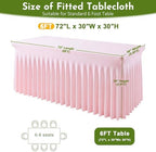 2Pack Pink Spandex Tablecloth for 6FT Rectangle Tables, Table Skirt, alternate view 2