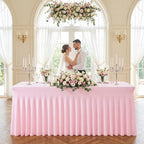 2Pack Pink Spandex Tablecloth for 6FT Rectangle Tables, Table Skirt, alternate view 7