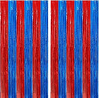 2Pack Red & Blue Metallic Tinsel Foil Fringe Curtain, Party Streamer Decors
