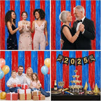 2Pack Red & Blue Metallic Tinsel Foil Fringe Curtain, Party Streamer Decors, alternate view 4
