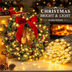 2Pack Remote Control Christmas Lights Battery Operated, 66FT 200 LED Indoor Outdoor String Lights with Timer, alternate view