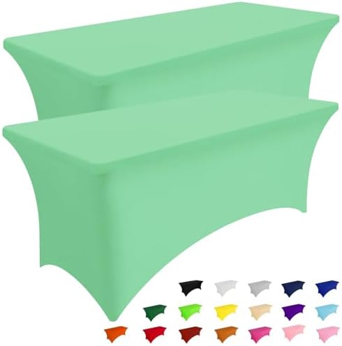 2Pack Spandex Table Cloth 4FT, Elastic Fitted Bright Green Tablecloth in Bright Green