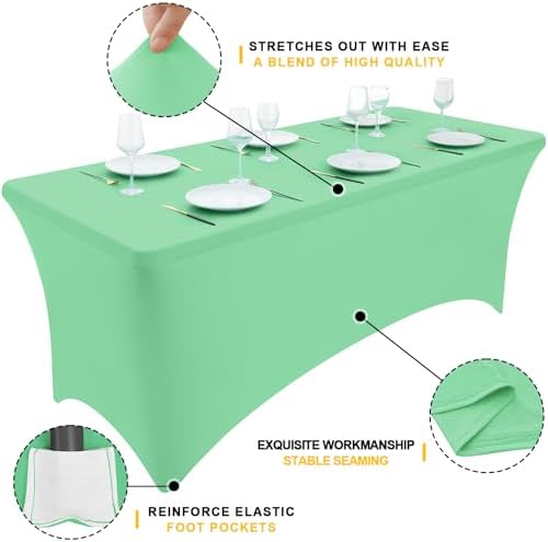 2Pack Spandex Table Cloth 4FT, Elastic Fitted Bright Green Tablecloth in Bright Green, alternate view 2