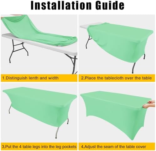 2Pack Spandex Table Cloth 4FT, Elastic Fitted Bright Green Tablecloth in Bright Green, alternate view 5