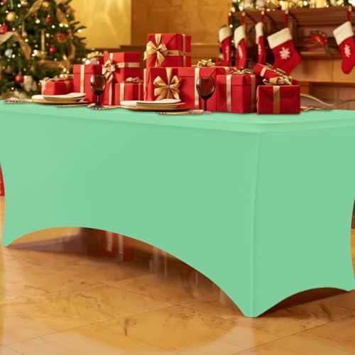 2Pack Spandex Table Cloth 4FT, Elastic Fitted Bright Green Tablecloth in Bright Green, alternate view 6