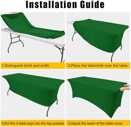 2Pack Spandex Table Cloth 6FT, Elastic Fitted EmeraldGreen Tablecloth in Emerald Green, alternate view 5