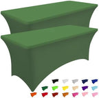 2Pack Spandex Table Cloth 6FT, Elastic Fitted Olive Green Tablecloth in Olive Green