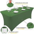 2Pack Spandex Table Cloth 6FT, Elastic Fitted Olive Green Tablecloth in Olive Green, alternate view 2