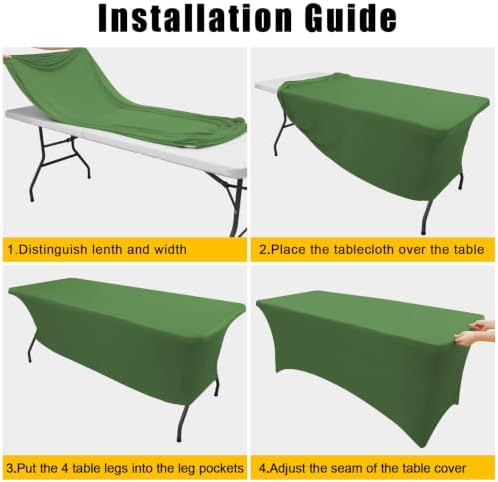 2Pack Spandex Table Cloth 6FT, Elastic Fitted Olive Green Tablecloth in Olive Green, alternate view 4