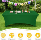 2Pack Spandex Table Cloth 8FT, Elastic Fitted EmeraldGreen Tablecloth in Emerald Green, alternate view 3
