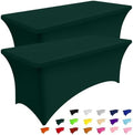 2Pack Spandex Table Cloth 8FT, Elastic Fitted Hunter Green Tablecloth in Hunter Green