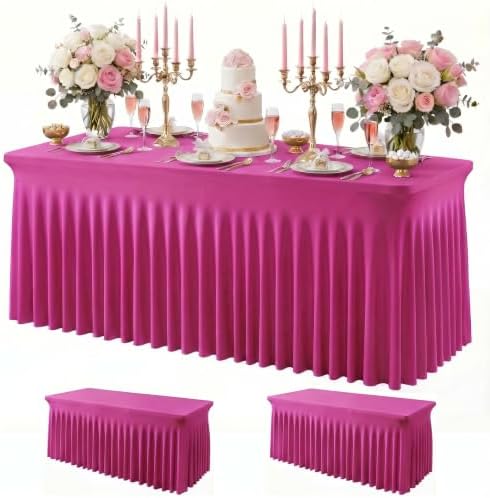 2Pack Spandex Tablecloth for 6FT Rectangle Tables, Table Skirt