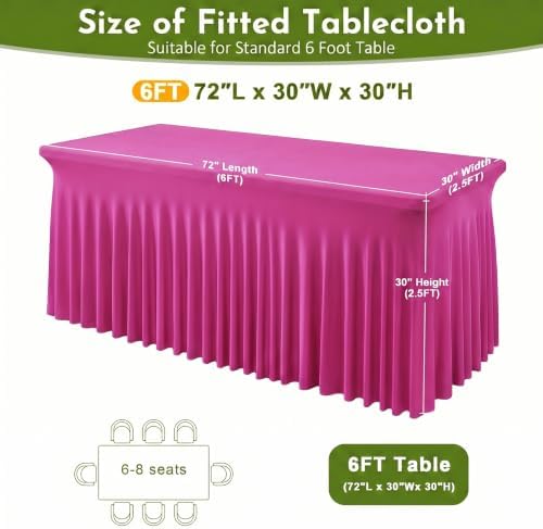 2Pack Spandex Tablecloth for 6FT Rectangle Tables, Table Skirt, alternate view 3