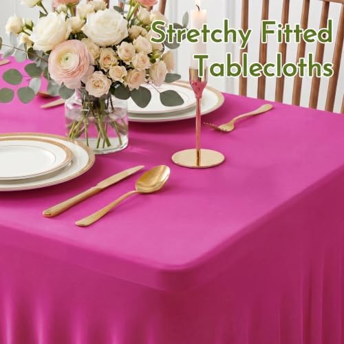 2Pack Spandex Tablecloth for 6FT Rectangle Tables, Table Skirt, alternate view 5
