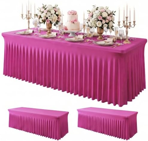 2Pack Spandex Tablecloth for 8FT Rectangle Tables, Table Skirt