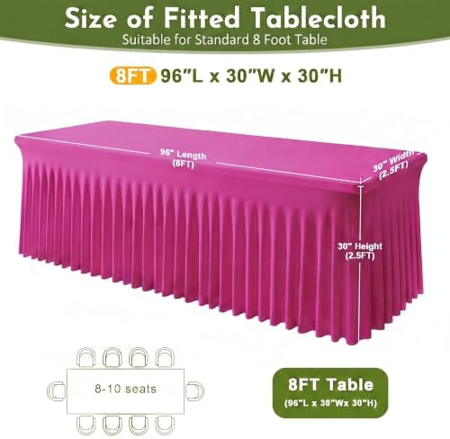 2Pack Spandex Tablecloth for 8FT Rectangle Tables, Table Skirt, alternate view 3
