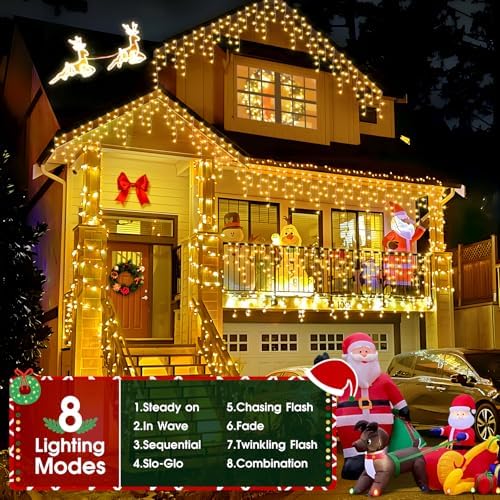 2Pack Total 800LED Ice Lights 33FT Christmas Lights String Lights Outdoor Decoration 8 Modes 150 Drops Fairy, alternate view