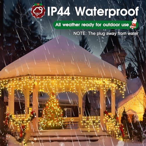 2Pack Total 800LED Ice Lights 33FT Christmas Lights String Lights Outdoor Decoration 8 Modes 150 Drops Fairy, alternate view