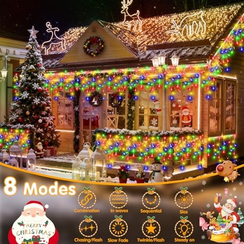 2Pack Total 800LED Ice Lights 33FT Christmas Lights String Lights Outdoor Decoration 8 Modes 150 Drops Fairy, alternate view