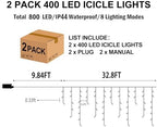 2Pack Total 800LED Ice Lights 33FT Christmas Lights String Lights Outdoor Decoration 8 Modes 150 Drops Fairy, alternate view