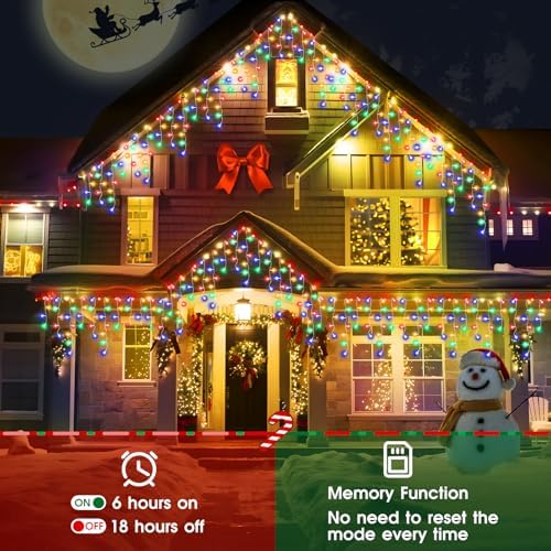 2Pack Total 800LED Ice Lights 33FT Christmas Lights String Lights Outdoor Decoration 8 Modes 150 Drops Fairy, alternate view