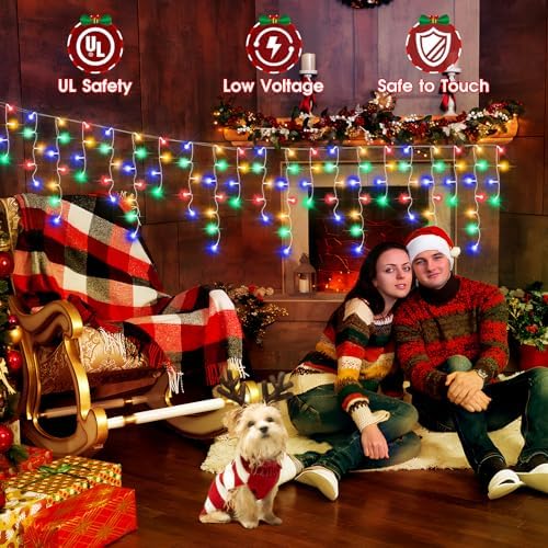 2Pack Total 800LED Ice Lights 33FT Christmas Lights String Lights Outdoor Decoration 8 Modes 150 Drops Fairy, alternate view
